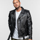 Rick - Men's black leather biker jacket