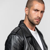Rick - Men's black leather biker jacket