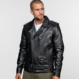Rick - Men's black leather biker jacket