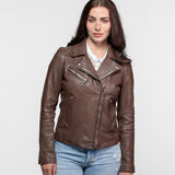Olympe - Blouson biker cuir femme