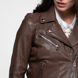 Olympe - Blouson biker cuir femme