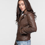 Olympe - Blouson biker cuir femme
