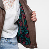 Olympe - Blouson biker cuir femme