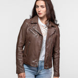 Olympe - Blouson biker cuir femme