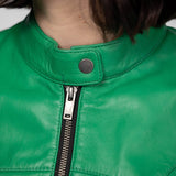 Lola - Women's round neck leather jacket