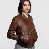 Alicia - Women's leather aviator jacket