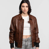 Alicia - Women's leather aviator jacket
