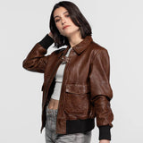 Alicia - Women's leather aviator jacket