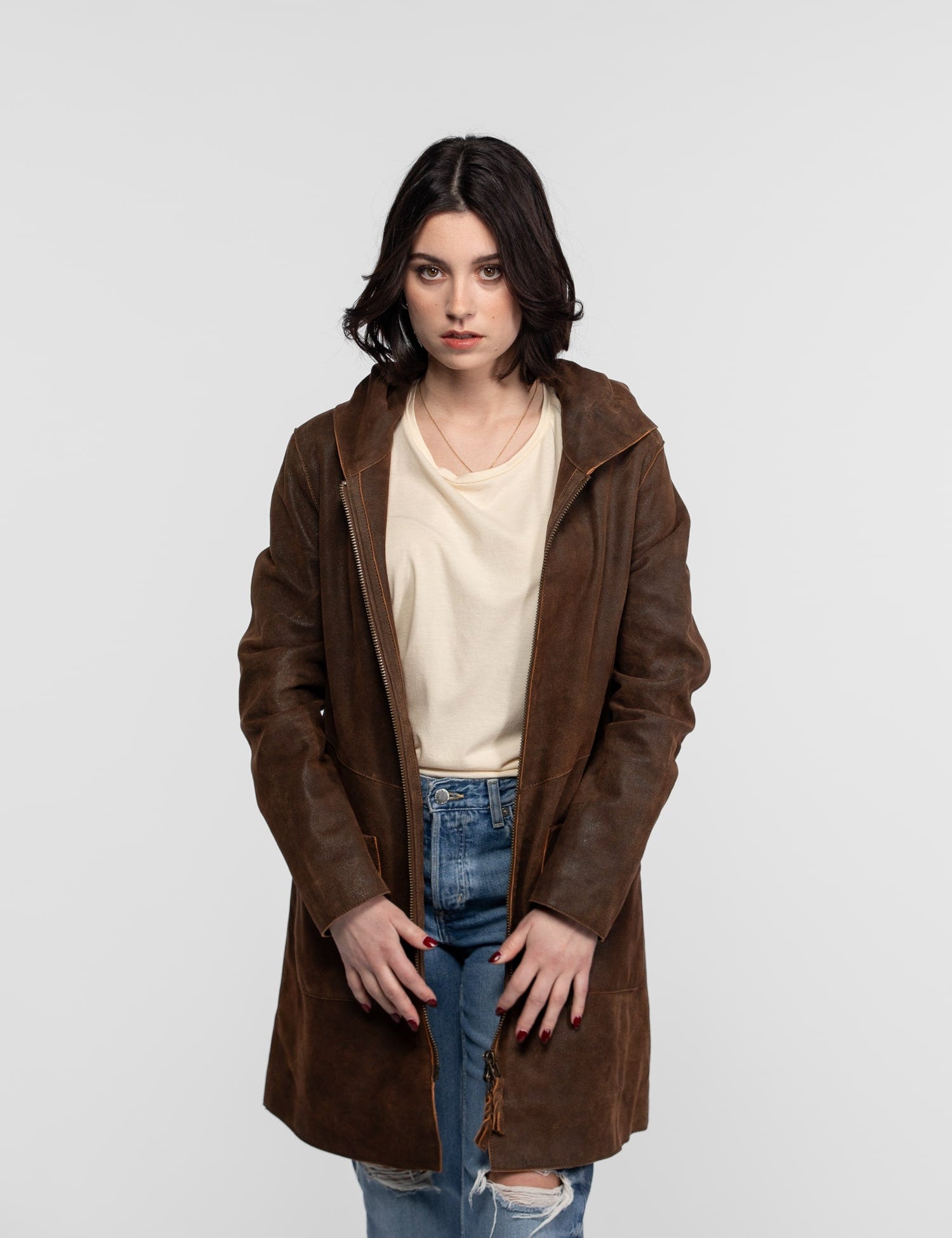 Mohave - Women's hooded leather jacket