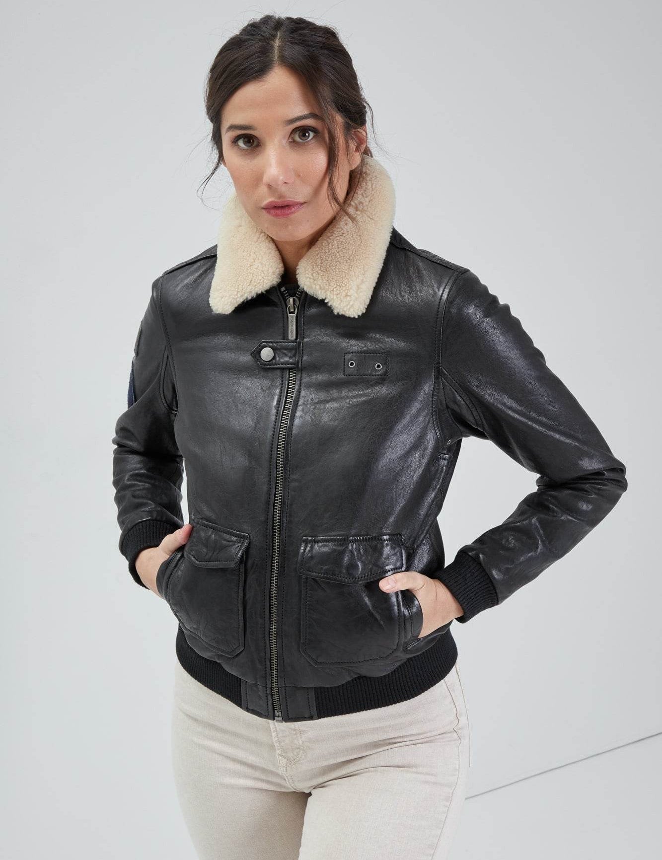 Air pilot - Blouson cuir femme - Femme