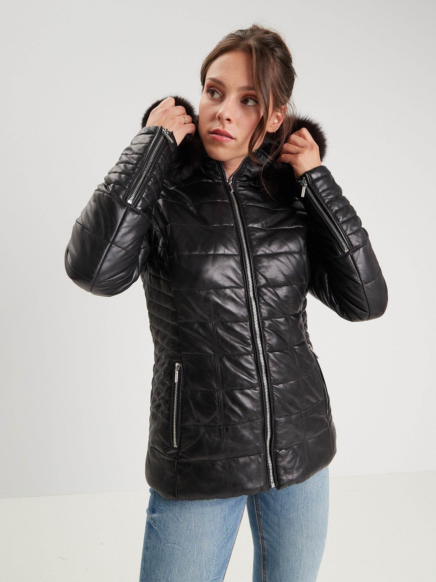 Helena fur - Doudoune cuir femme - Femme