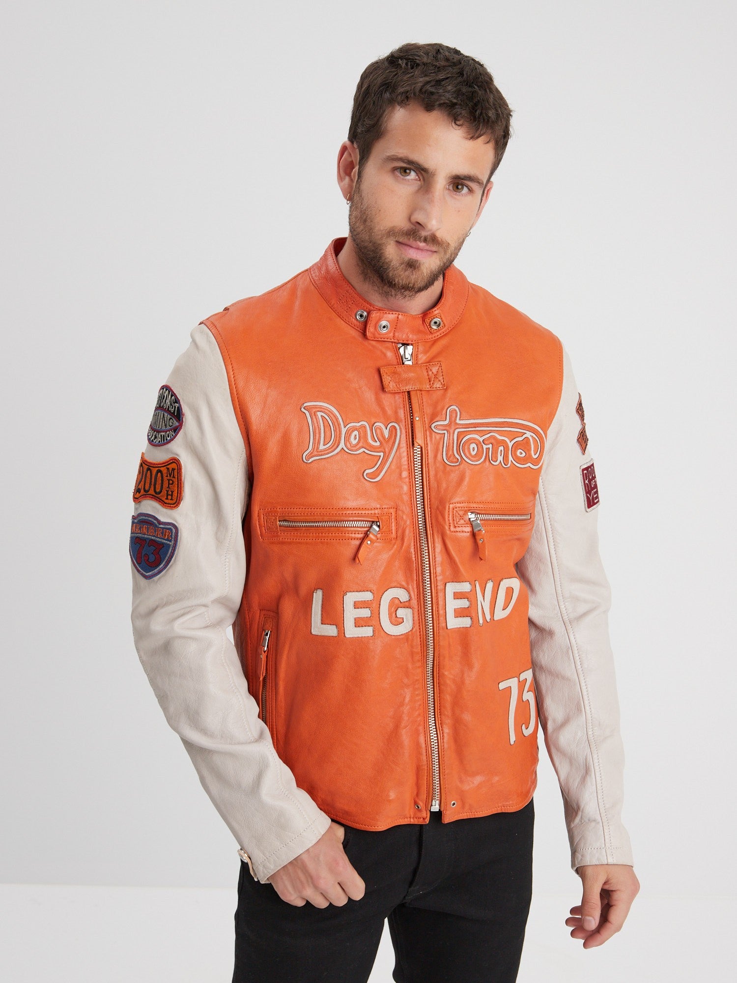 Blouson shops moto orange