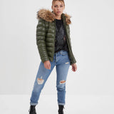 Adela - Women's leather down jacket