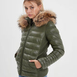 Adela - Women's leather down jacket