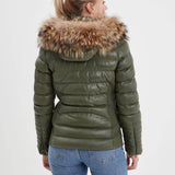 Adela - Women's leather down jacket