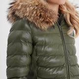 Adela - Women's leather down jacket