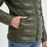 Adela - Women's leather down jacket