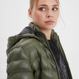 Adela - Women's leather down jacket