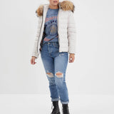 Adela - Women's leather down jacket