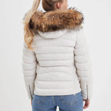 Adela - Women's leather down jacket