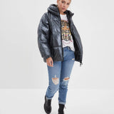 Bulia - Women's leather down jacket