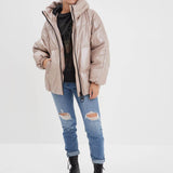 Bulia - Women's leather down jacket