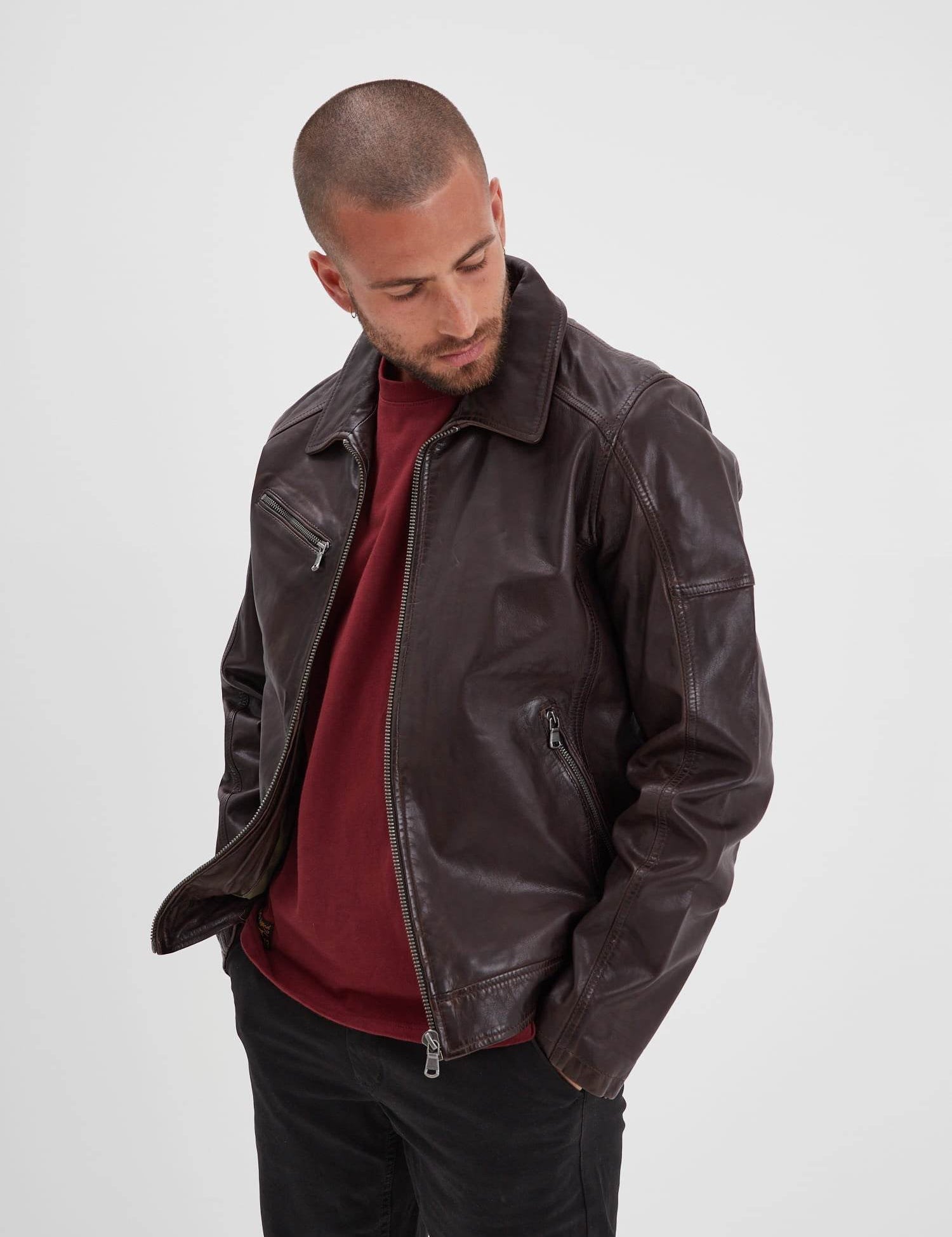 Mick - Men's retro leather jacket