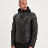 Winstoner - Blouson a capuche cuir