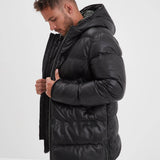 Withmire - Men's long leather down jacket
