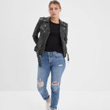 Paula - Blouson biker cuir femme