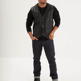 Cafe vest - Men's leather vest