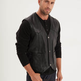 Cafe vest - Men's leather vest