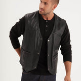 Cafe vest - Men's leather vest