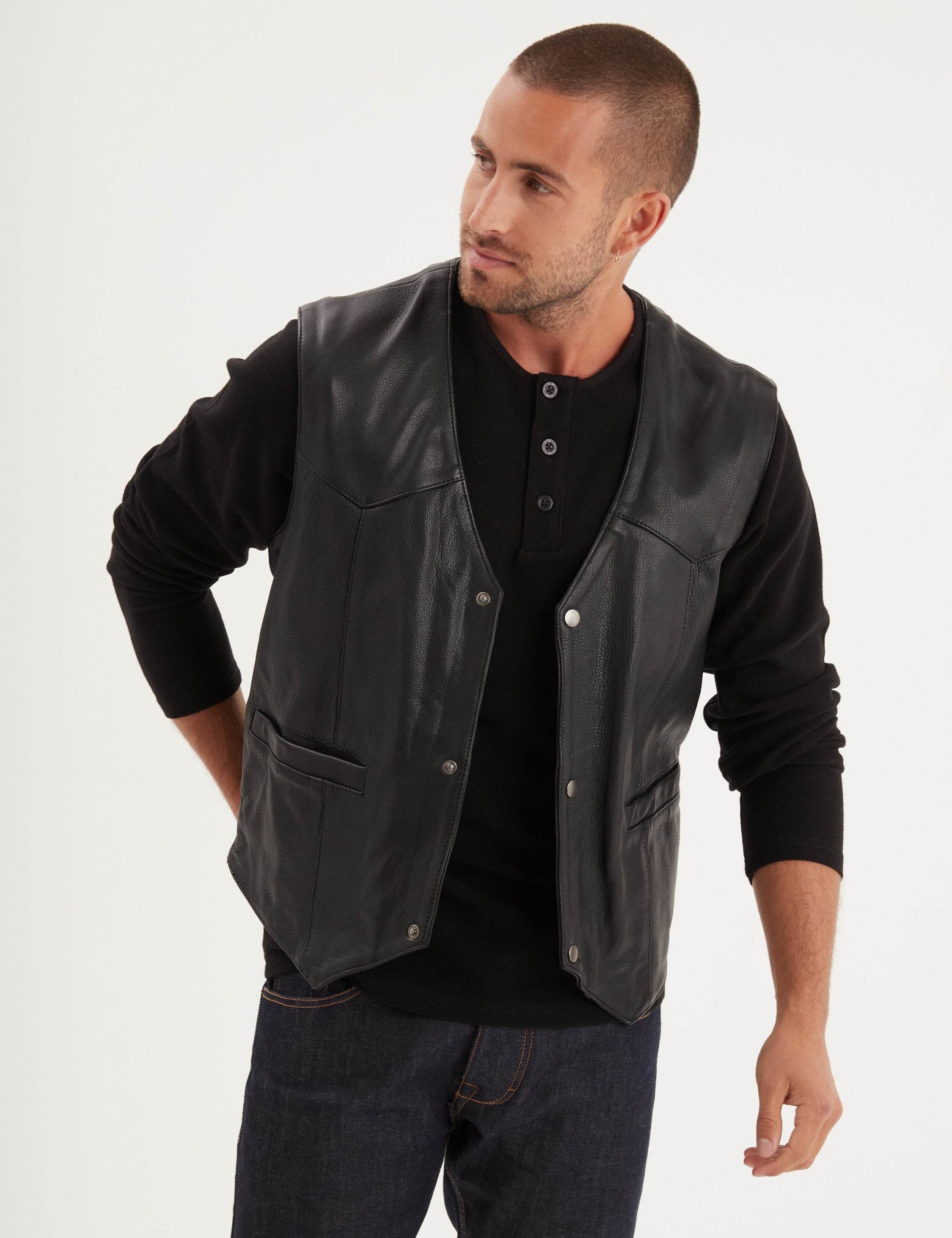 Cafe vest - Men's leather vest