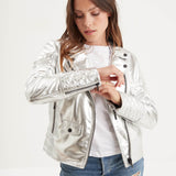 Walsall - Blouson cuir argenté