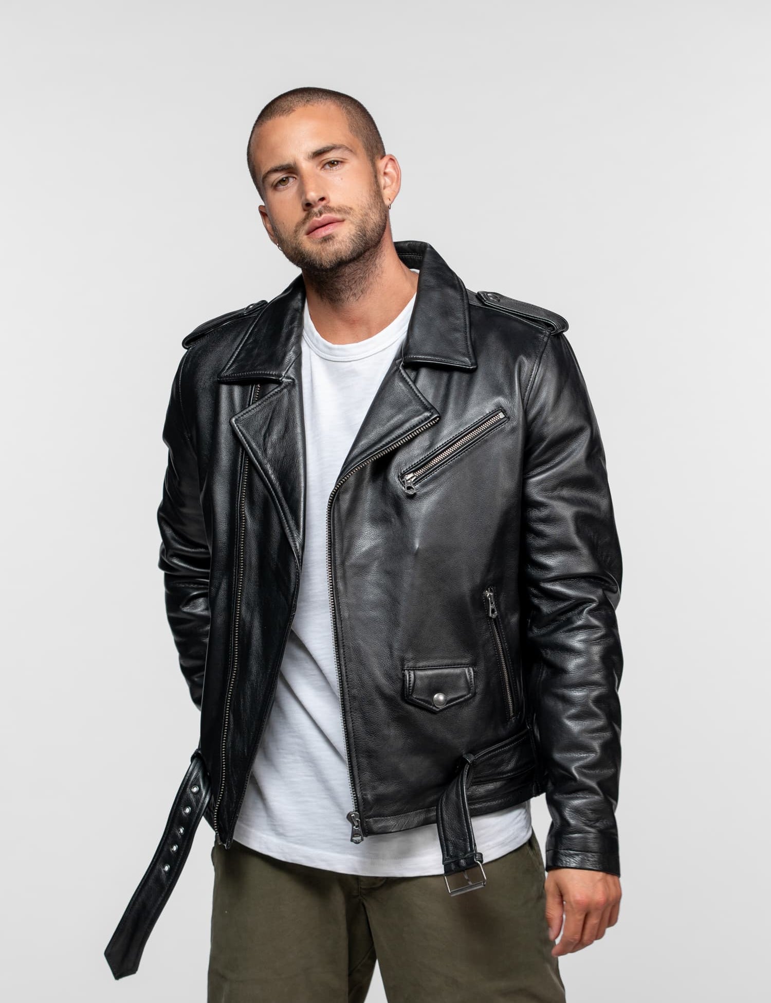 Rick - Biker cuir homme noir