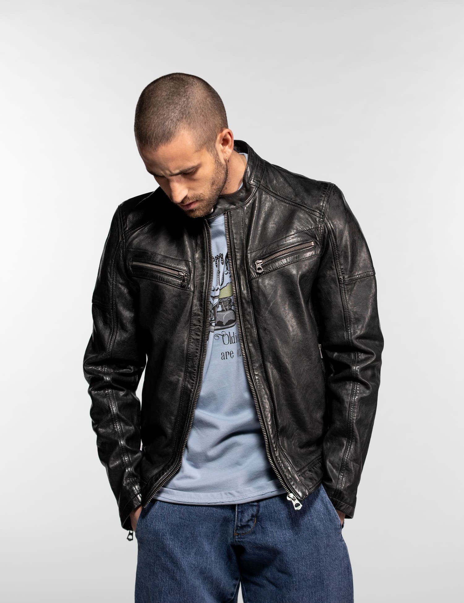 Collins - Blouson cuir homme