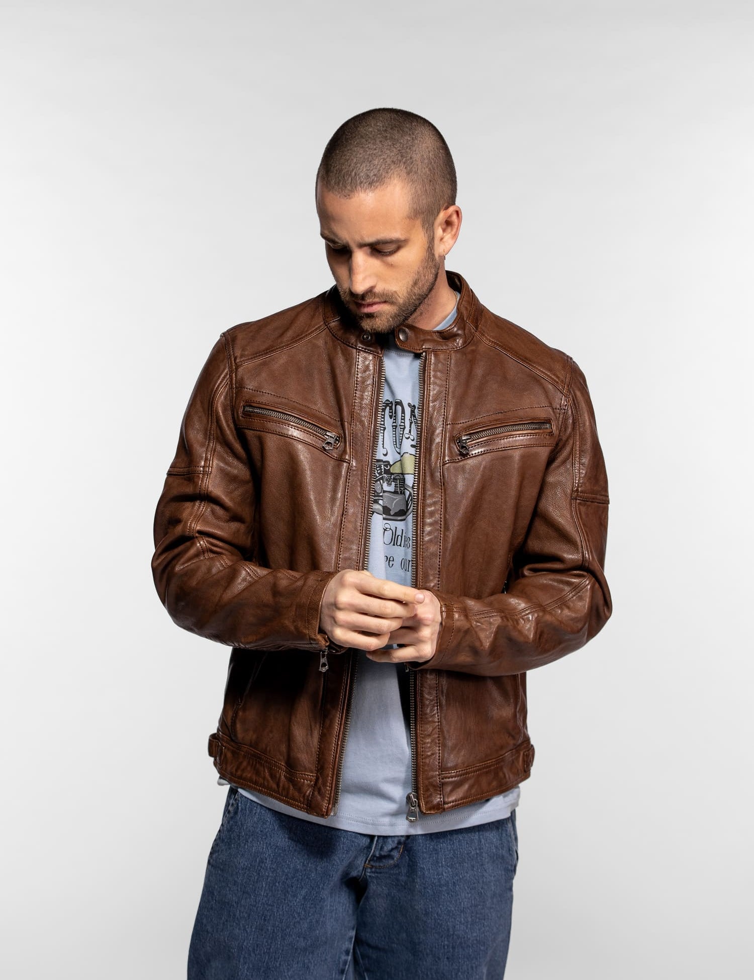 Collins - Blouson cuir homme