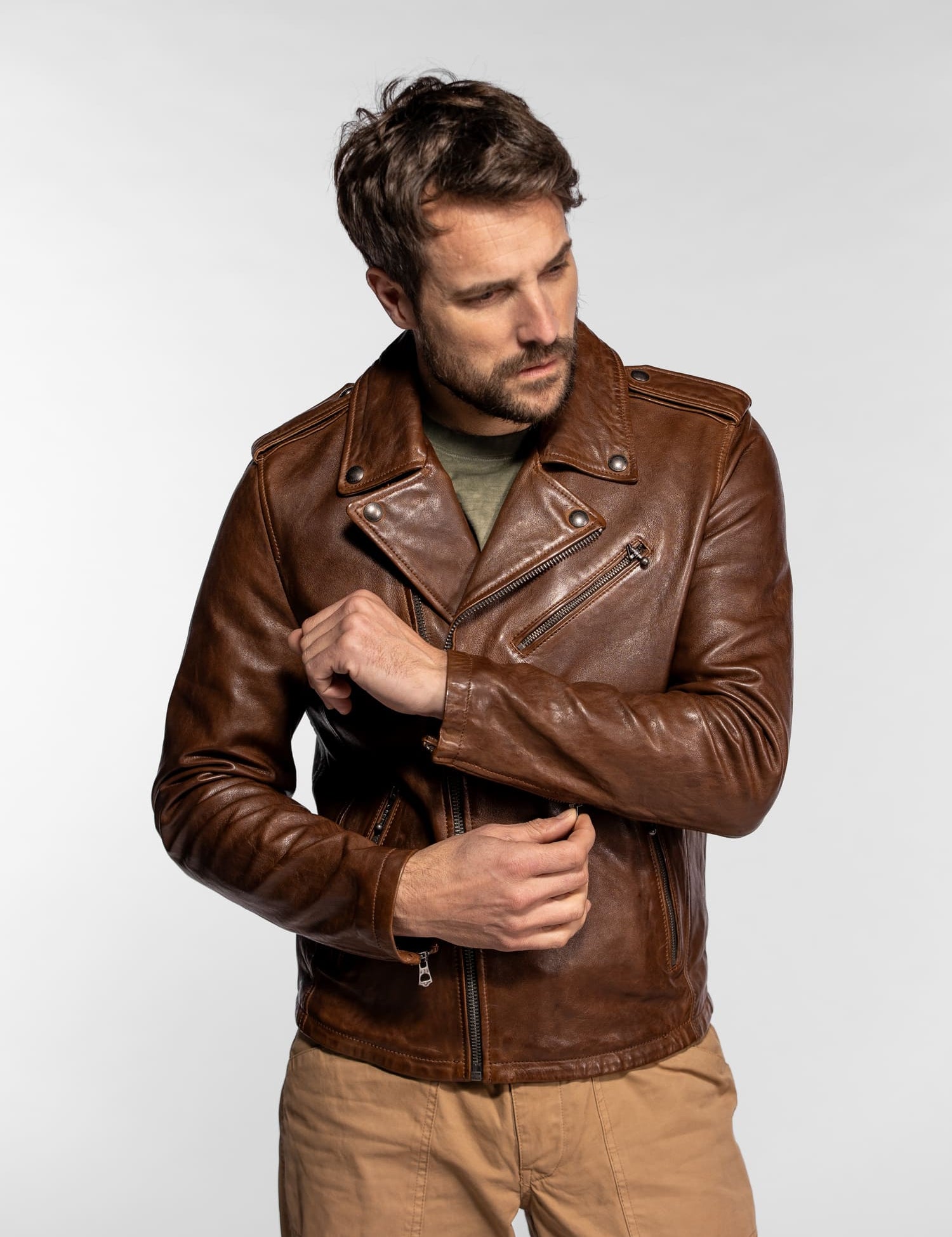 Golberg - Blouson biker cuir homme