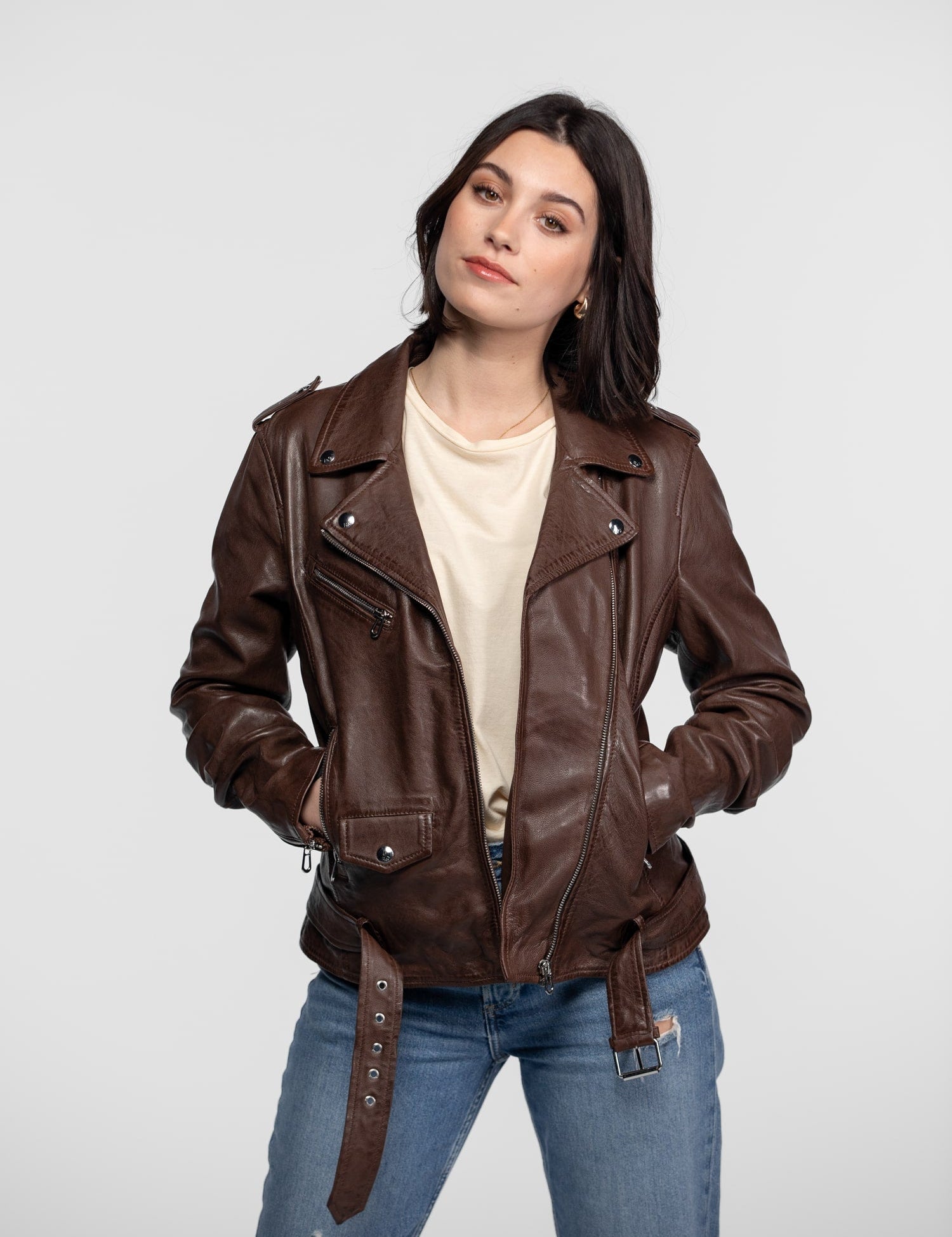 Paula - Blouson biker cuir femme