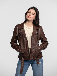 Paula - Blouson biker cuir femme