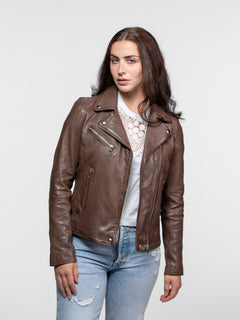 Olympe - Blouson biker cuir femme