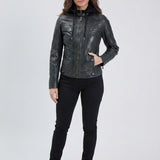 Silene hood - Blouson cuir capuche femme