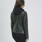 Silene hood - Blouson cuir capuche femme