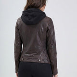 Silene hood - Blouson cuir capuche femme