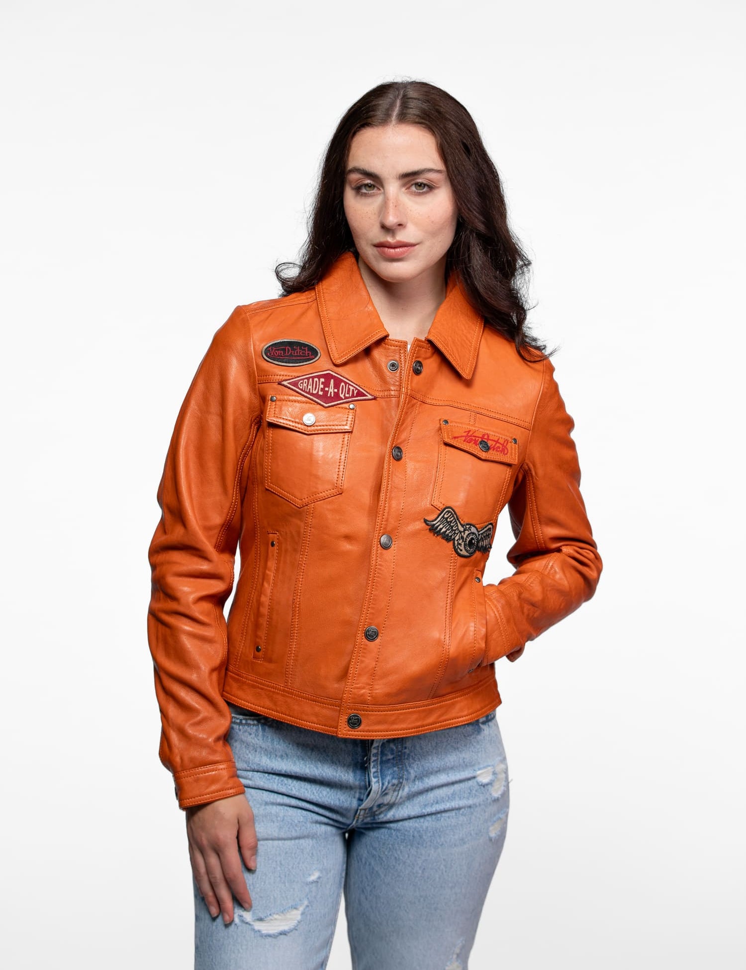 Asya - Veste cuir vintage femme