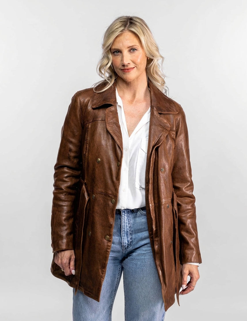 Ebert - Manteau trench cuir femme