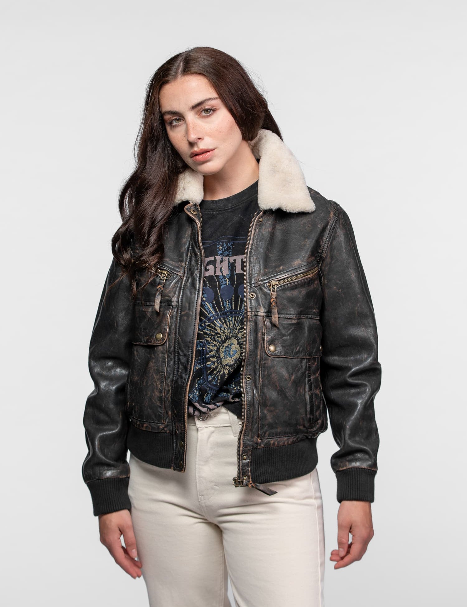 Butler - Blouson aviateur cuir femme
