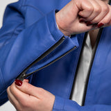 Lola - Women's round neck leather jacket