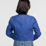 Lola - Women's round neck leather jacket